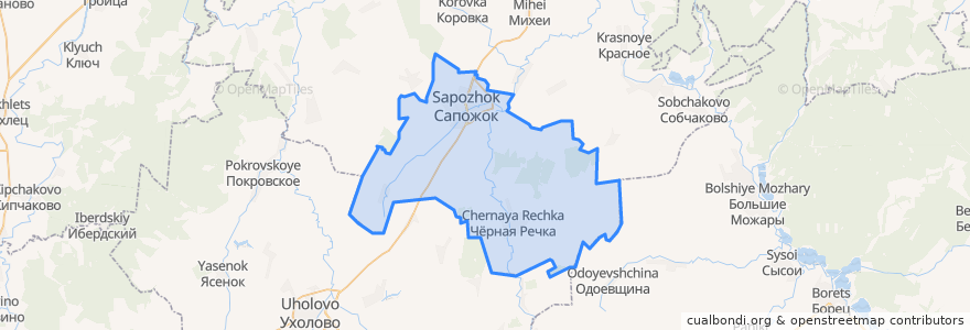 Mapa de ubicacion de Сапожковское городское поселение.