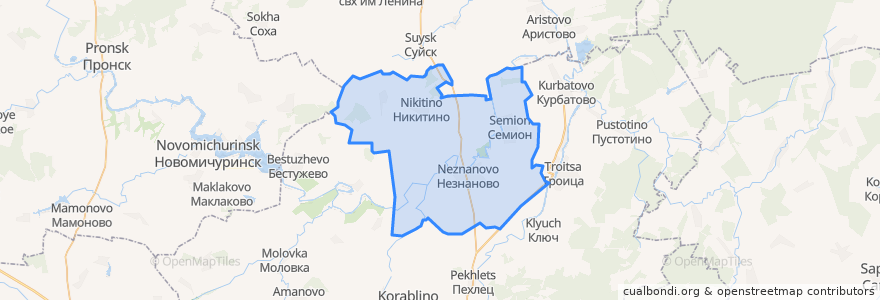 Mapa de ubicacion de Незнановское сельское поселение.