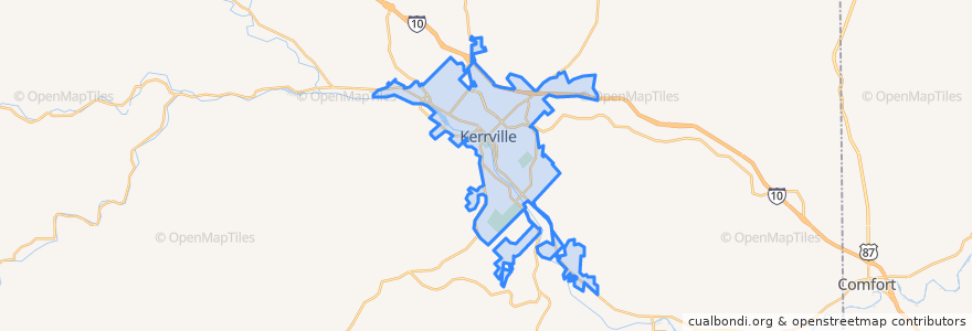 Mapa de ubicacion de Kerrville.