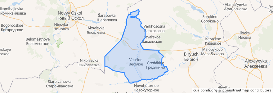 Mapa de ubicacion de Веселовское сельское поселение.