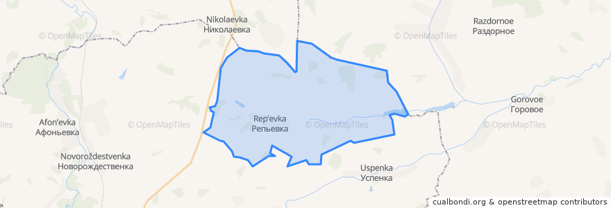 Mapa de ubicacion de Репьевское сельское поселение.