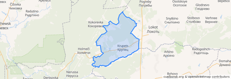 Mapa de ubicacion de Крупецкое сельское поселение.