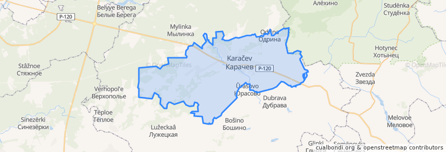 Mapa de ubicacion de Карачевское городское поселение.