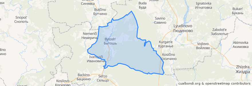 Mapa de ubicacion de Бытошское городское поселение.