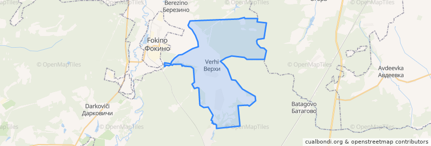 Mapa de ubicacion de Верховское сельское поселение.