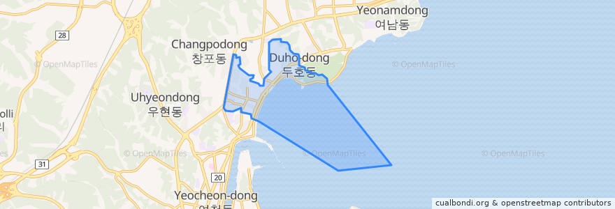 Mapa de ubicacion de 두호동.