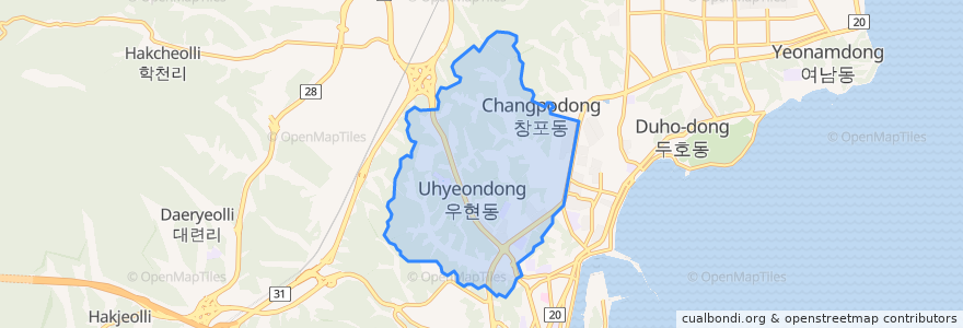 Mapa de ubicacion de 우창동.