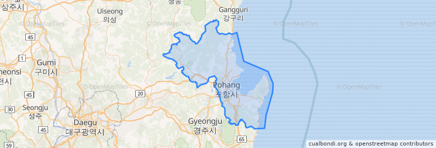 Mapa de ubicacion de 포항시.