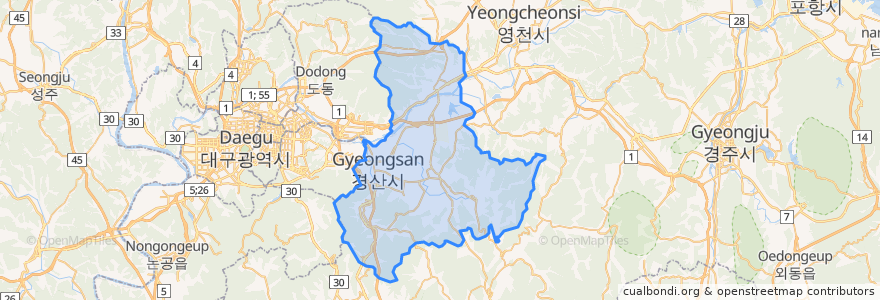 Mapa de ubicacion de Gyeongsan-si.