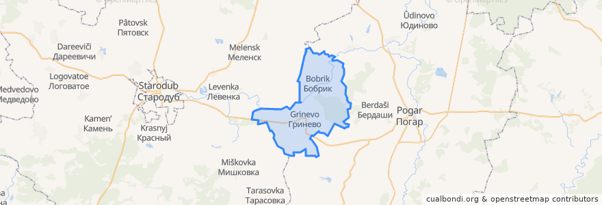 Mapa de ubicacion de Гринёвское сельское поселение.