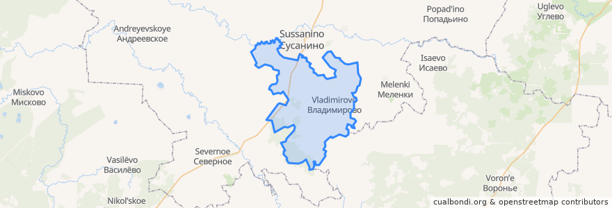 Mapa de ubicacion de Ченцовское сельское поселение.