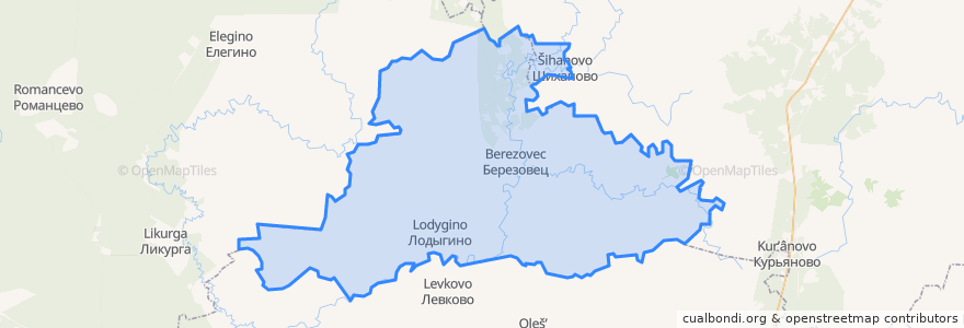 Mapa de ubicacion de Берёзовское сельское поселение.