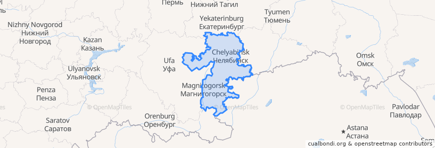 Mapa de ubicacion de Chelyabinsk Oblast.