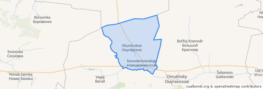 Mapa de ubicacion de Окуневское сельское поселение.