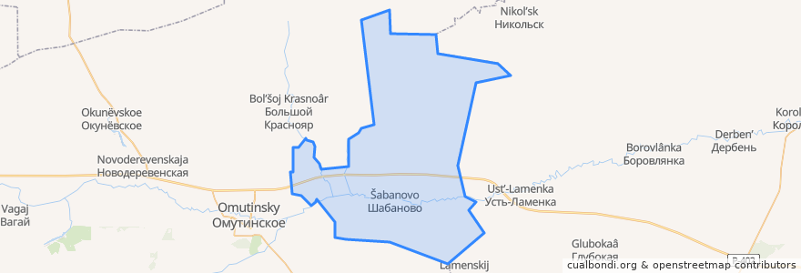 Mapa de ubicacion de Шабановское сельское поселение.