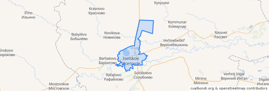 Mapa de ubicacion de Исетское сельское поселение.