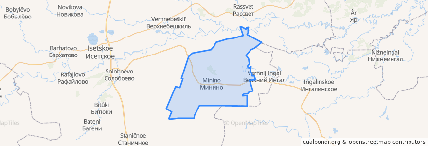 Mapa de ubicacion de Мининское сельское поселение.