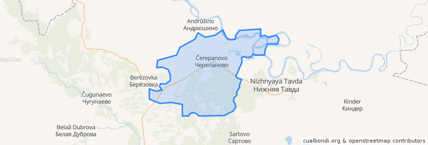 Mapa de ubicacion de Черепановское сельское поселение.