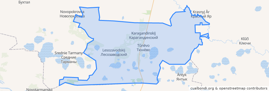 Mapa de ubicacion de Тюневское сельское поселение.