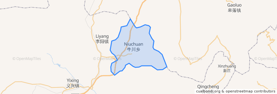 Mapa de ubicacion de 牛川乡.