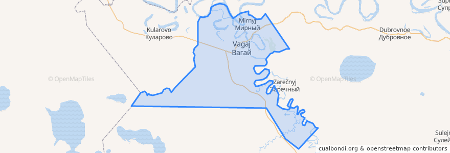 Mapa de ubicacion de Первовагайское сельское поселение.