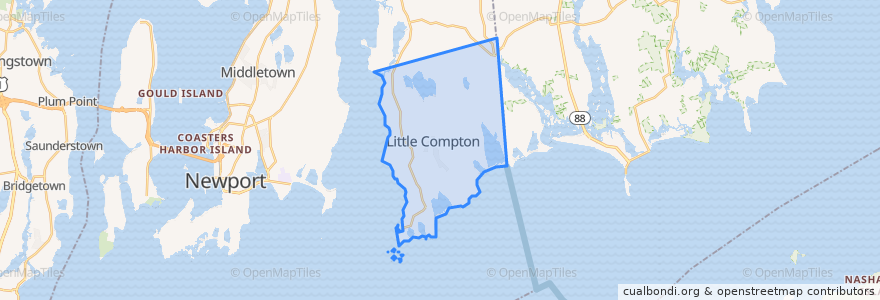 Mapa de ubicacion de Little Compton.