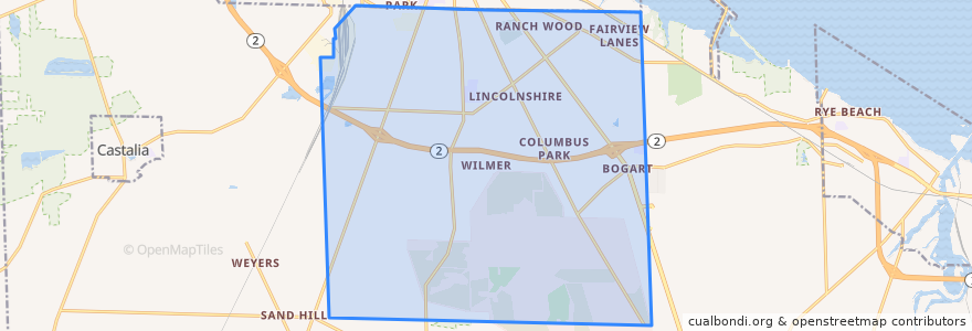 Mapa de ubicacion de Perkins Township.