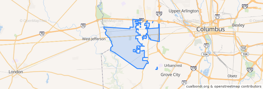 Mapa de ubicacion de Prairie Township.