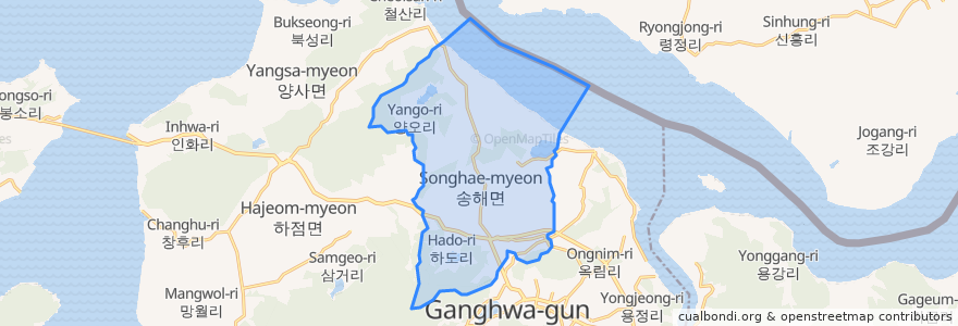 Mapa de ubicacion de 송해면.