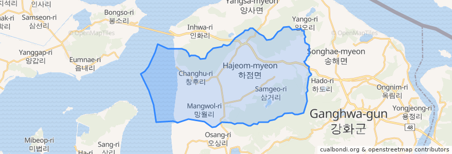 Mapa de ubicacion de 하점면.