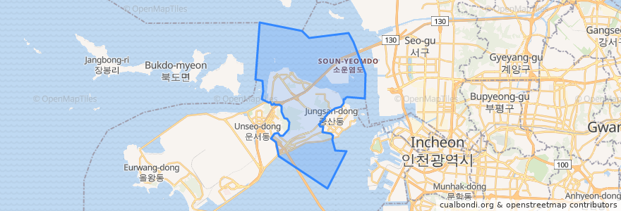 Mapa de ubicacion de 영종동.