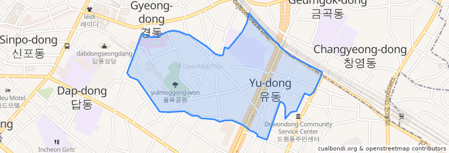 Mapa de ubicacion de 율목동.