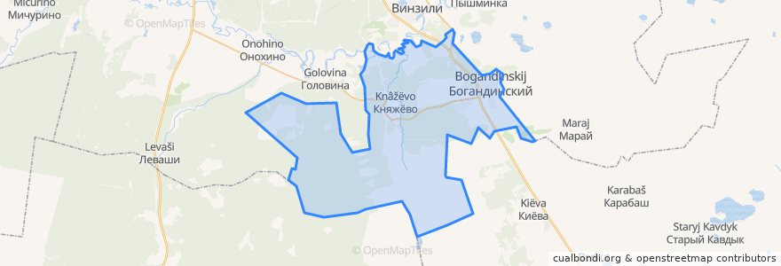 Mapa de ubicacion de Богандинское сельское поселение.