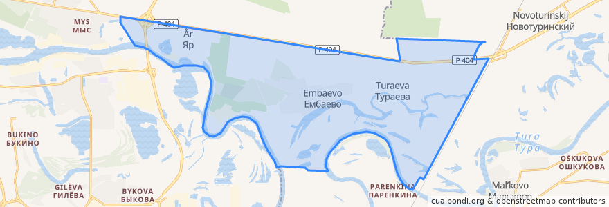 Mapa de ubicacion de Ембаевское сельское поселение.