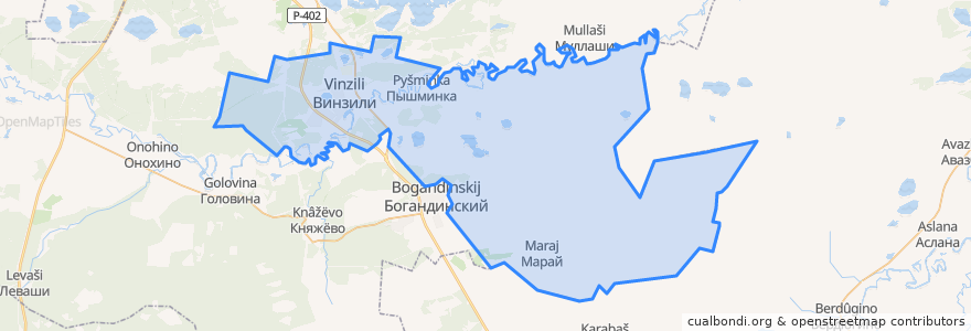 Mapa de ubicacion de Винзилинское сельское поселение.