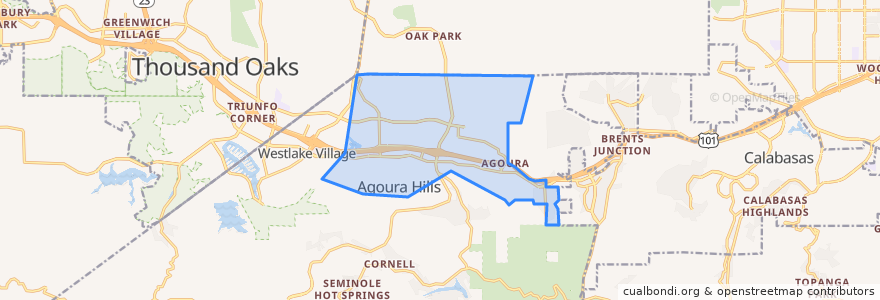 Mapa de ubicacion de Agoura Hills.