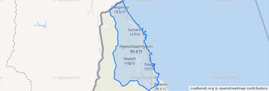 Mapa de ubicacion de 현내면.