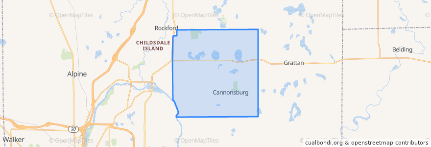 Mapa de ubicacion de Cannon Township.