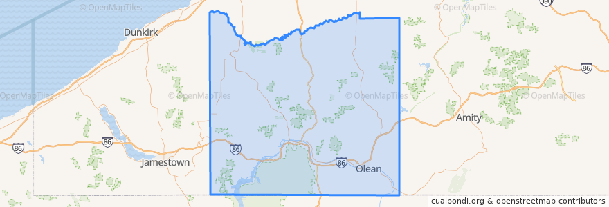 Mapa de ubicacion de Cattaraugus County.