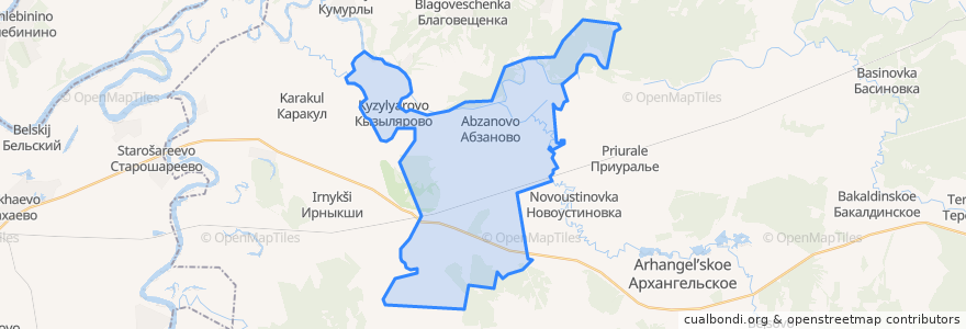 Mapa de ubicacion de Абзановский сельсовет.