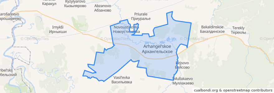 Mapa de ubicacion de Архангельский сельсовет.