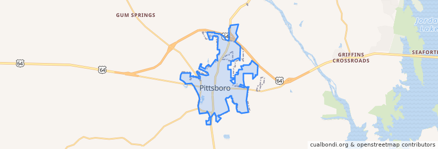 Mapa de ubicacion de Town of Pittsboro.
