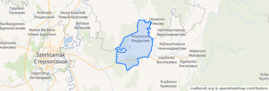 Mapa de ubicacion de Янурусовский сельсовет.