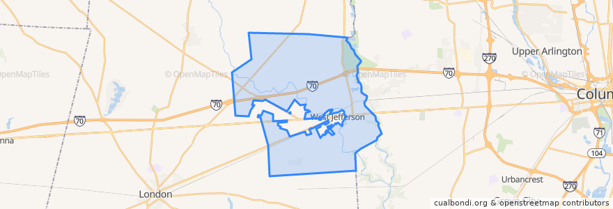 Mapa de ubicacion de Jefferson Township.