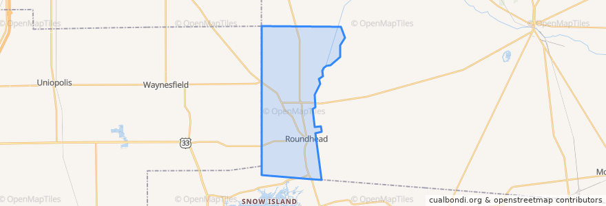 Mapa de ubicacion de Roundhead Township.