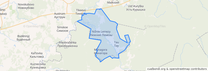 Mapa de ubicacion de Лемезинский сельсовет.