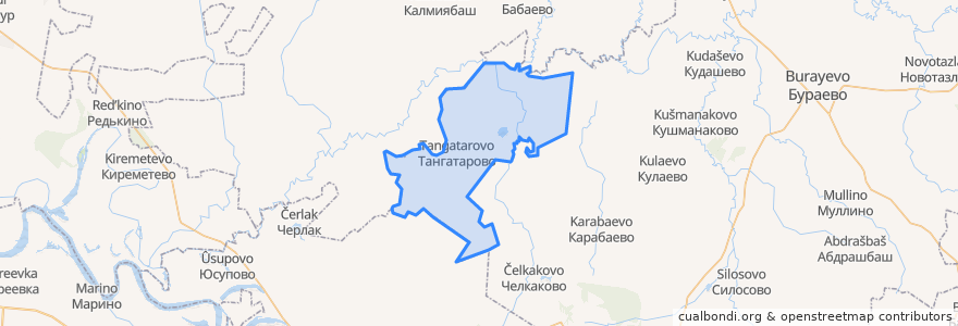 Mapa de ubicacion de Тангатаровский сельсовет.