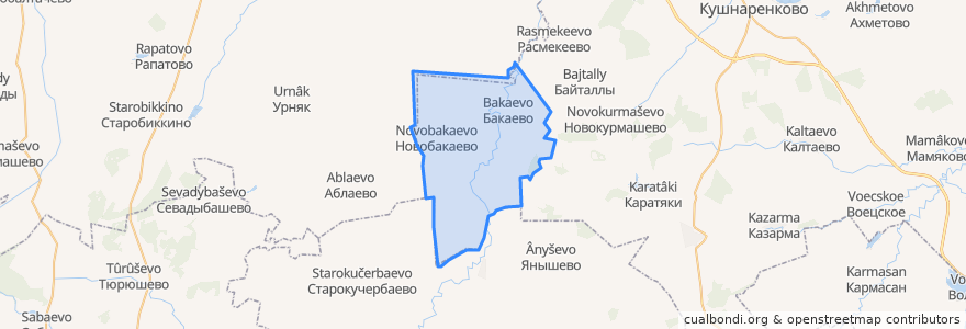 Mapa de ubicacion de Бакаевский сельсовет.