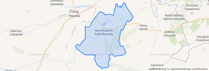 Mapa de ubicacion de Кара-Якуповский сельсовет.