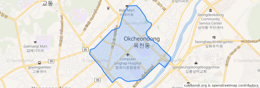 Mapa de ubicacion de Okcheon-dong.